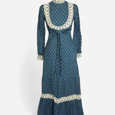 Vintage 60s gunne sax black label  vintage prairie maxi dress size 7