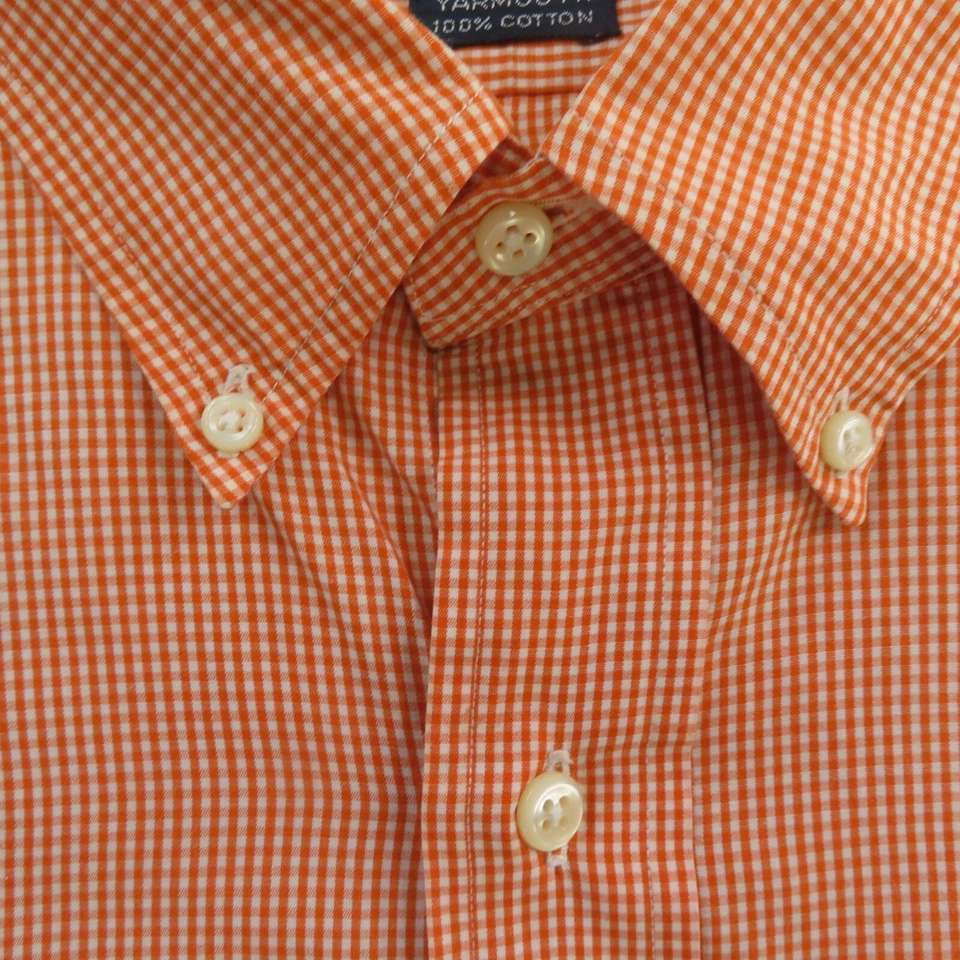 Camisa Ralph Lauren Para Hombre XL Naranja Cuadros Abotonada Manga Larga Azul Pony Yarmouth Foto 4 de 4