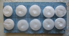 10 VINTAGE CZECH WHITE & CLEAR GLASS BUTTONS ~ NEW OLD STOCK