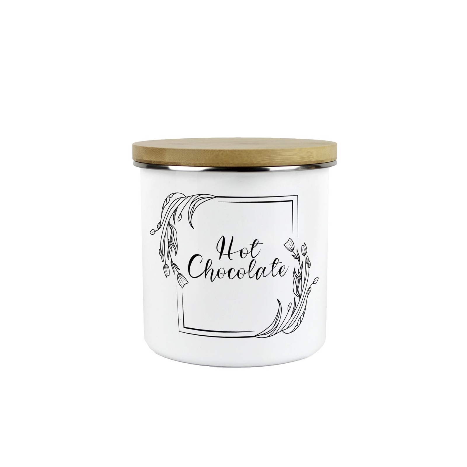 Minimalist Floral Hot Chocolate Canister - Kitchen Enamel Storage Jar Gifts