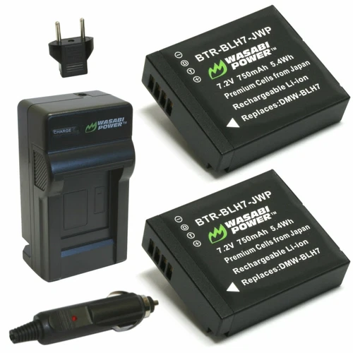 Wasabi Power Battery 2-Pack and Charger for Panasonic DMW-BLH7