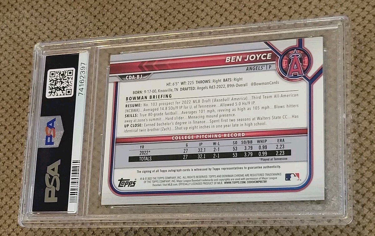 Ben Joyce PSA 10 - 10 Auto 1st Bowman Chrome # / 199 Aqua Lava 