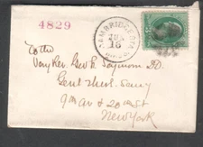 1876 cover DPO Dean Gray Cambridge Sta MA to Reverend Seymour DD New York