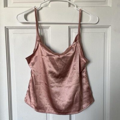 Nasty Gal Light Pink Satin Cowl Neck Cami Tank Top Blouse