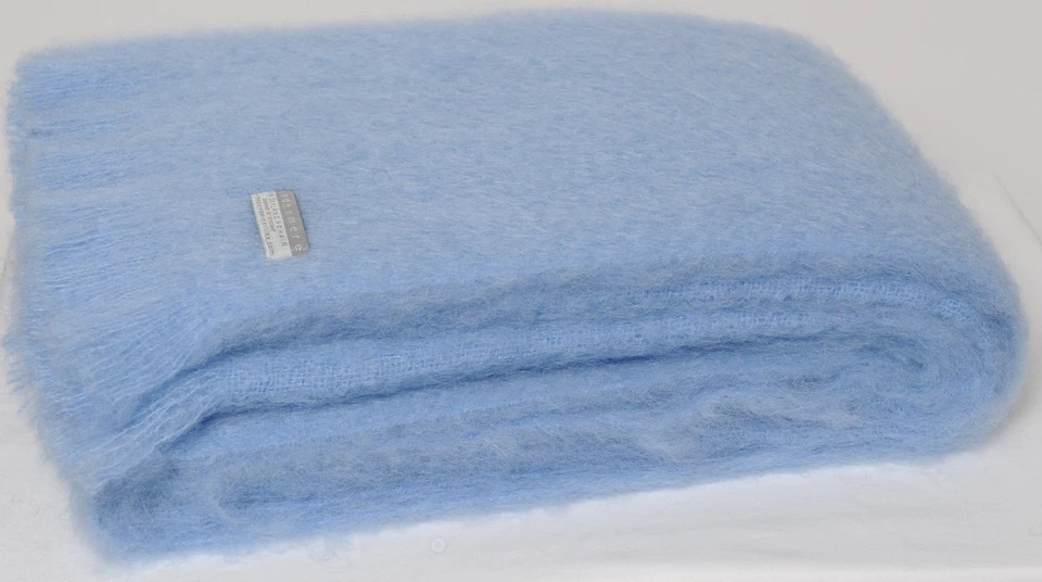 Masterweave Windermere Mohair Throw Rug Blanket - Sky