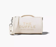 MARC JACOBS 2P3HDF003H01 WHITE LEATHER W/SILVER HARDWARE WOMENS SMALL DUFFLE BAG