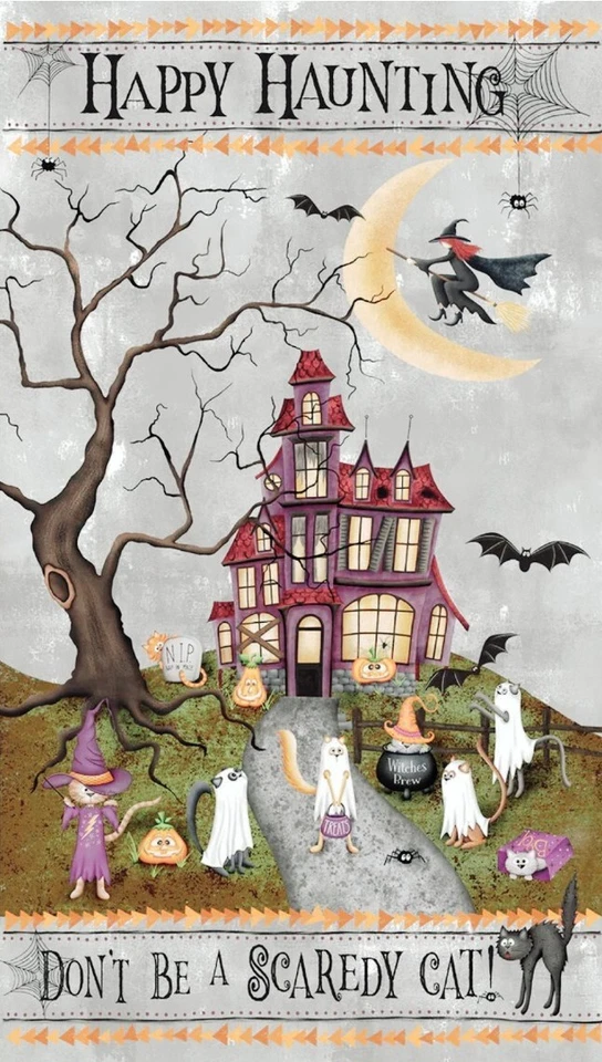 Windham Fabrics - Halloween Happy Haunting Quilting Fabric Panel With Cats🐱🐱🎃