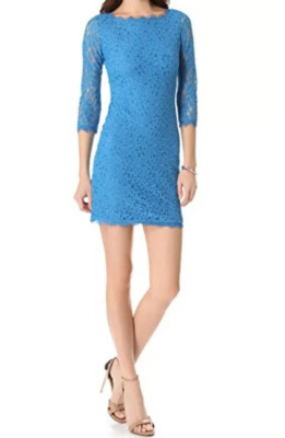 dvf blue lace dress Diane Von Furstenberg DVF Women's Lace dress, size 4, Cobalt Blue