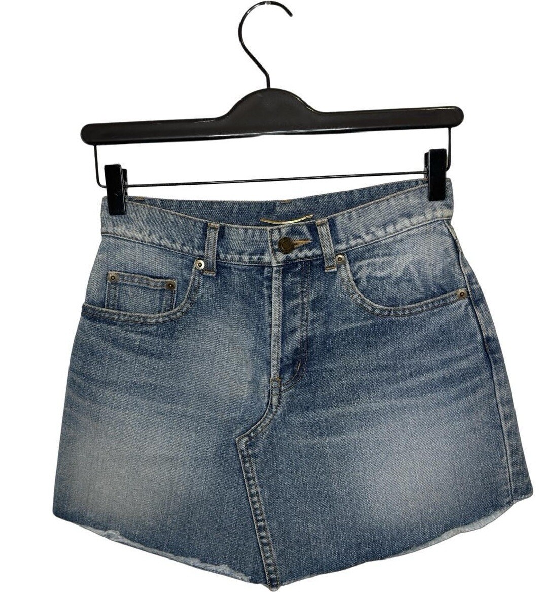 Saint Laurent Minigonna Trapèze Denim Taglia 30 Prezzo di Vendita $1800