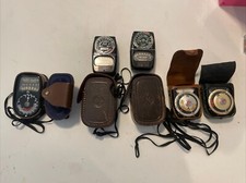 Vintage Lot Of 5 Light Meters W/cases; Westin master II, GE