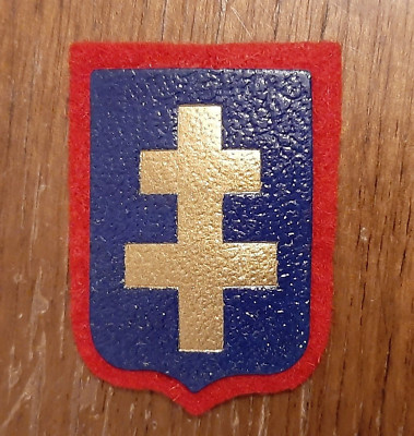 Andenkenabzeichen LOTHRINGENKREUZ FFI Karton Befreiung 1944-45 ORIGINAL PATCH