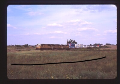 v899 Orig. Slide Union Pacific 4236 Plus 2 WB Stacks at Seneca, KS 9-19-08