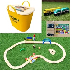 Popondetta mokuTRAIN wooden train and rail set with stack stow MOK-512