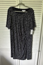 NWT Laura Jeffries Polka Dot Dress Ruched Side 20W