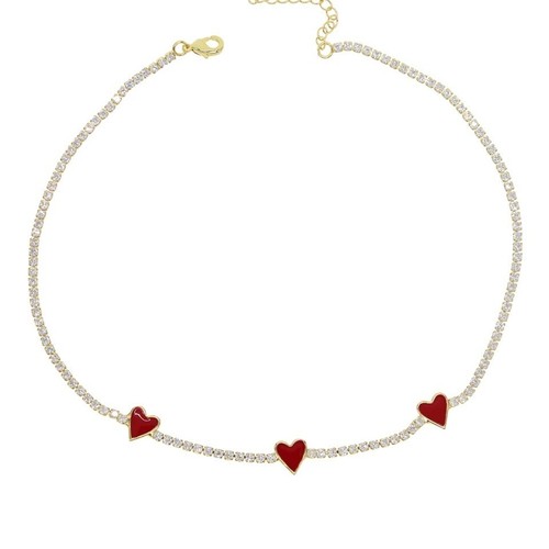 Collar Mujer Oro Dorado Corazón Rojo Circonia 18 Quilates K5551D - Imagen 2 de 3