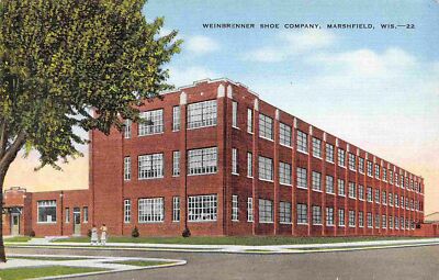 Weinbrenner Shoe Company Factory Marshfield Wisconsin linen postcard