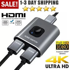 Bi-Directional 4K HDMI 2.0 Cable Switcher Splitter HUB 2 in 1 out & 1 in 2 out