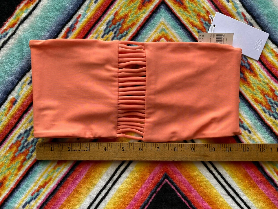 Traje de baño Mikoh Puesta de sol Top Neón Coral Bandeau Bikini Recorte Nuevo Grande Bloggers Foto 3 de 4