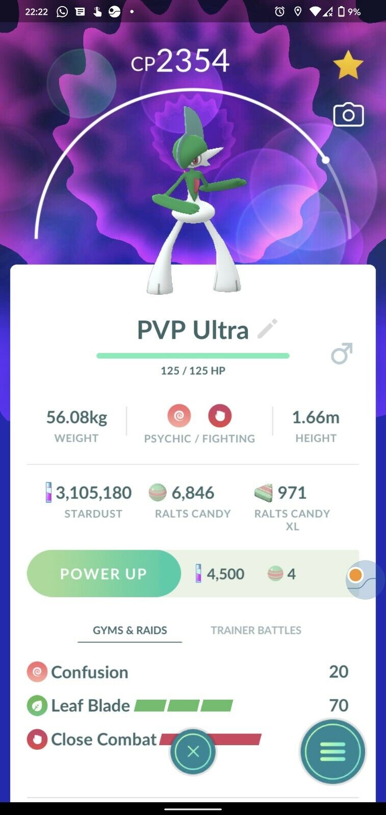 Pokemon Gardevoir + 3 MOVES GO ULTRA LEAGUE 2500CP (Ralts evolution)