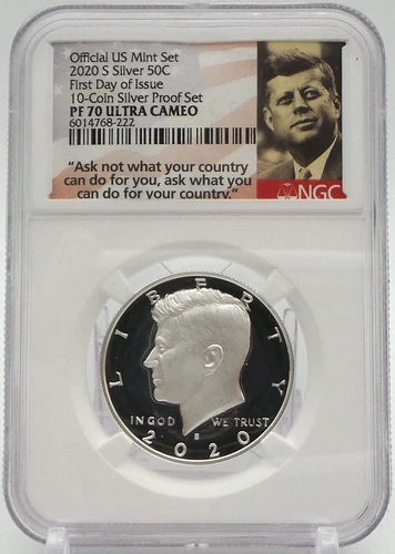 2020 S Silver 50C FDI PF 70 Ultra Cameo Kennedy Half Dollar NGC - C2385