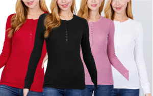 women's thermal henley shirts