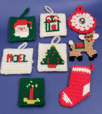 8 PC Crocheted Knitted Ornaments Hand Made Grandma Core