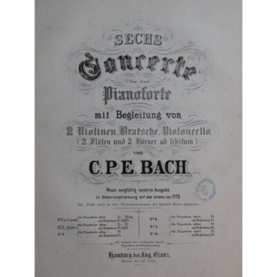 Bach C.P.E.Concerto G Dur H.475 Piano Geige Alt- Cello XIX