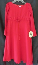 Pageant Kids Special Occasion Dress Sheer Long Sleeves Red Size 12.5  12640