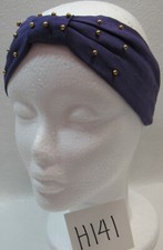 Girl's Headband Headwrap Purple with Gold Beads Vintage