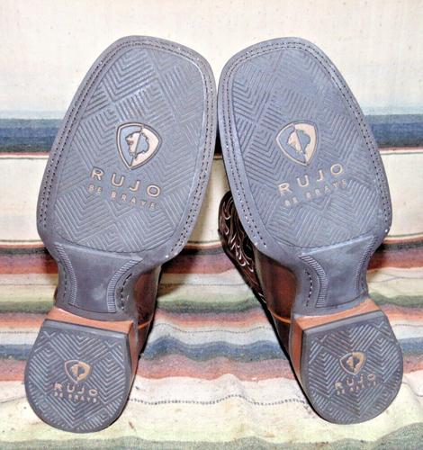 Mens Rujo The Miguel Tan Brown Rock Ranch Calfskin Cowboy Boots 9 D New w/o Box - Picture 6 of 6