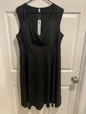 New Women's Dressfo Stretch Black Tank Top Dress A Line V Neck Size 14  (XXXL) | eBay