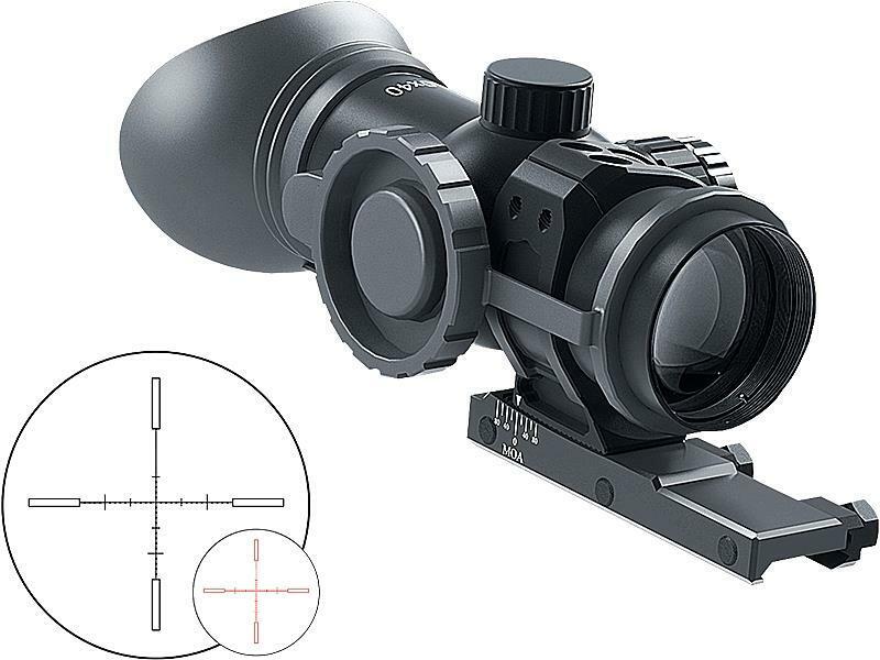 Immersive Optics 10x40 Mildot with MOA Adjustable Mounts Prismatic Rifle Scope