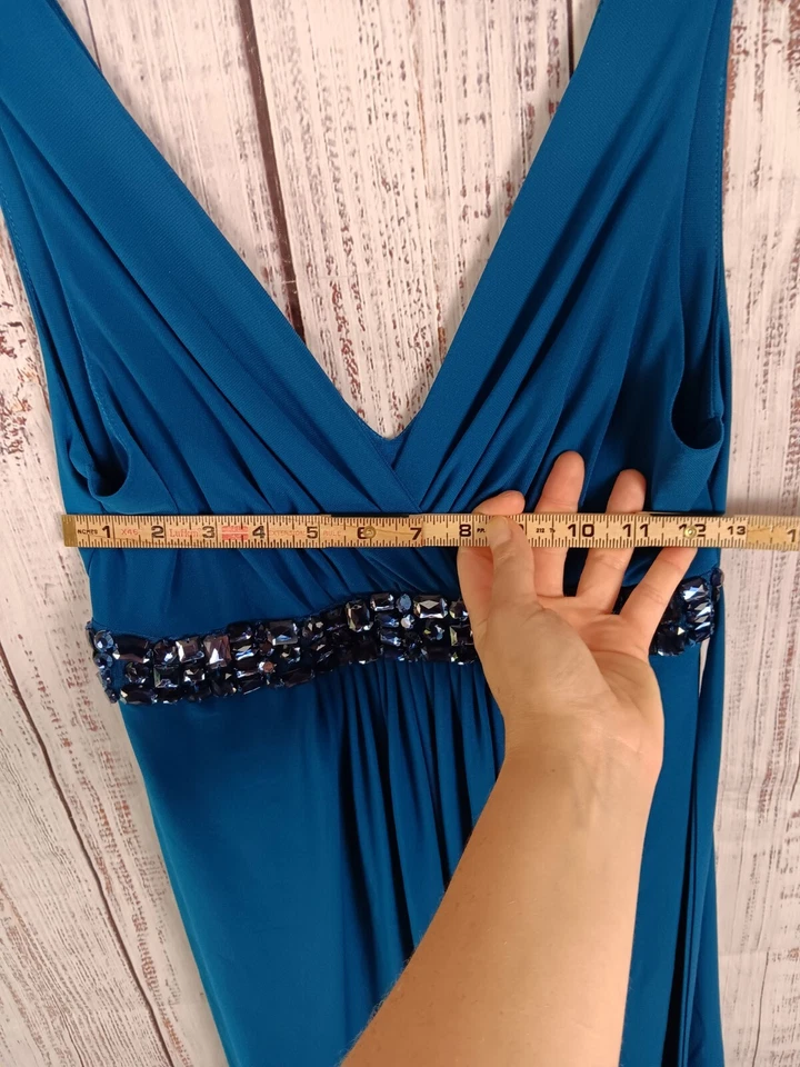 B. Smart Midi Dress Women’s 9/10 Blue Sleeveless Teal Rhinestone - Image 4 of 4