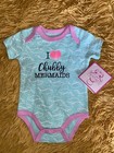 I Love Chubby Mermaids Baby Girl Bodysuit Teal White Manatee Size 3 Months Nwt