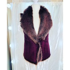Monsoon Women’s Size M Y2k Brown Purple Faux Fur Faux Sherling Warm Lined Vest