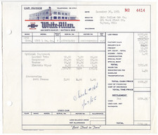 1955 Chevy Chevrolet 1503 4 Door Sp. Dealer Invoice New Car Yellow Cab Taxicab