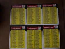 1986 Topps Baseball Check List Complete Set of 6