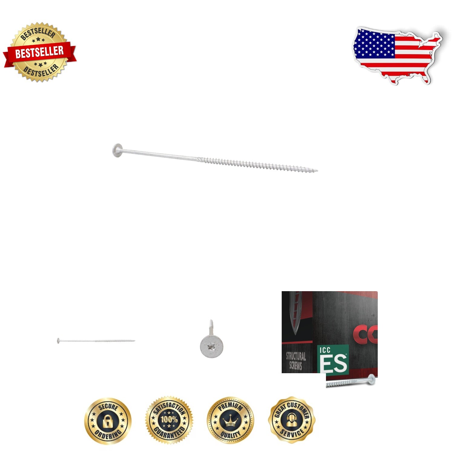 ICC Certified 0.275” x 10” Structural Screws - 50 Pack for Reliable Construction