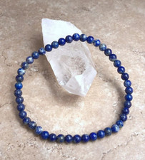 Natural Lapis Lazuli Bracelet 4mm Beads Healing Elasticity Men Women Decoration