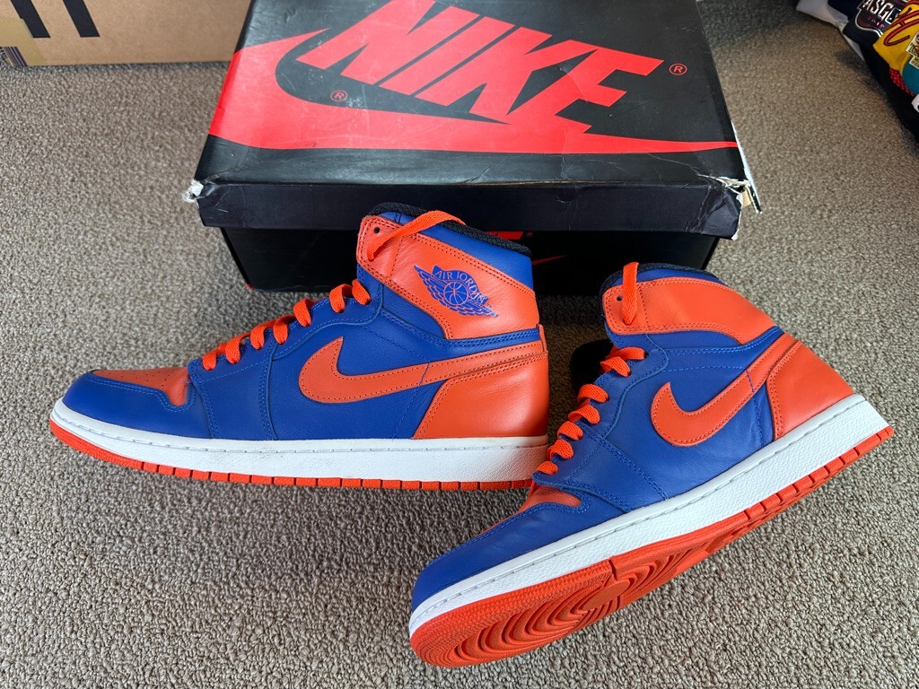 2012 Nike Jordan 1 Knicks High Top Sz 11 Rep Box Orange Blue  display picture 1