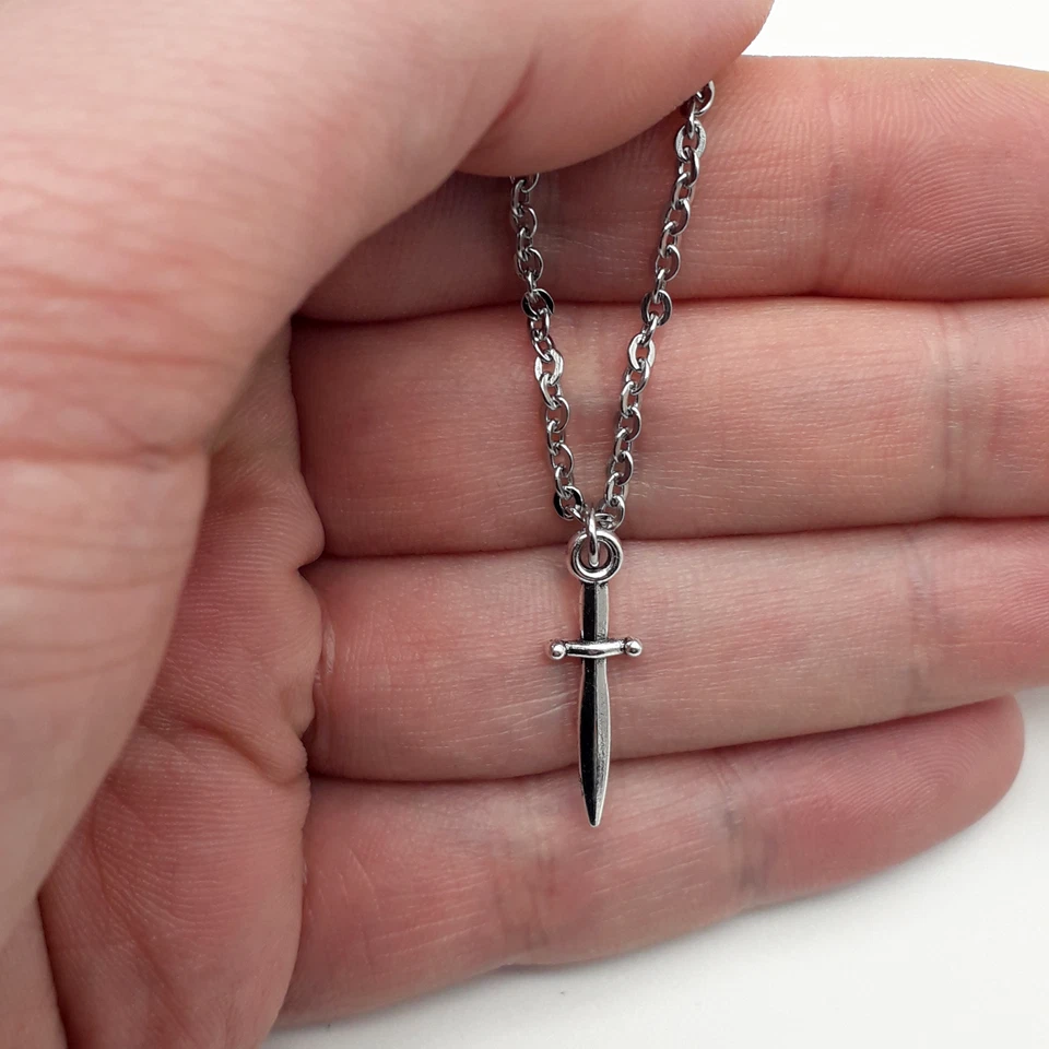 Collana Spada Argento catena con ciondolo Uomo Donna pugnale Spadino no paciotti - Immagine 4 di 4