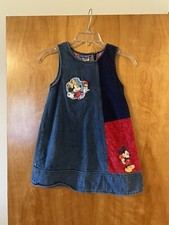 Disney Mickey Minnie Mouse Vintage Jean Denim Jumper Patchwork Size 6