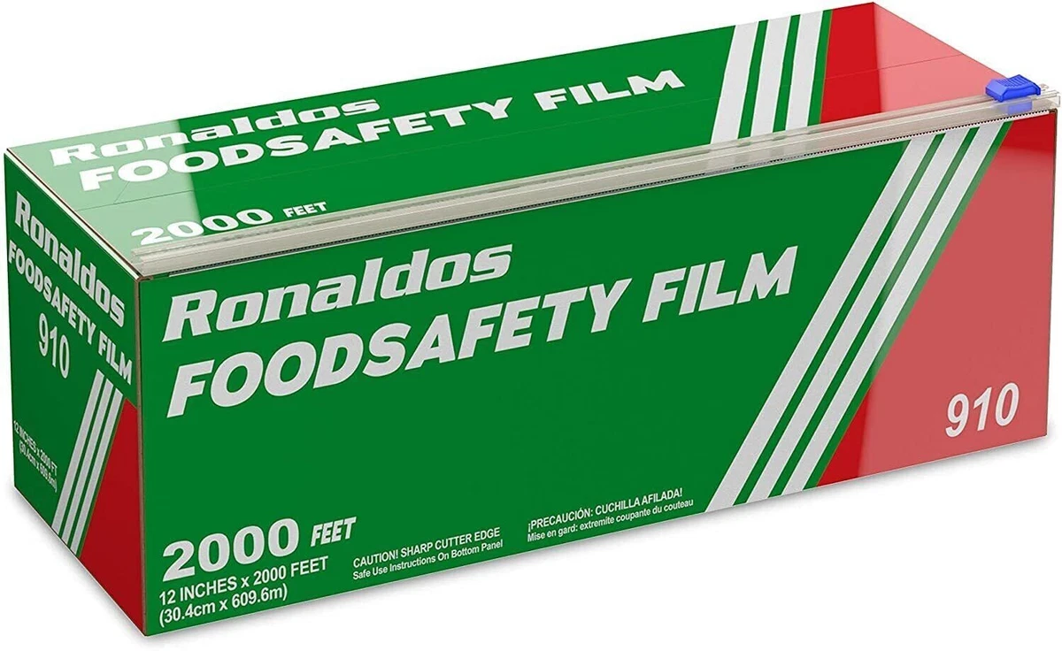 Ronaldos Food Safety Plastic Film, 12 inches x 2000ft Plastic Wrap