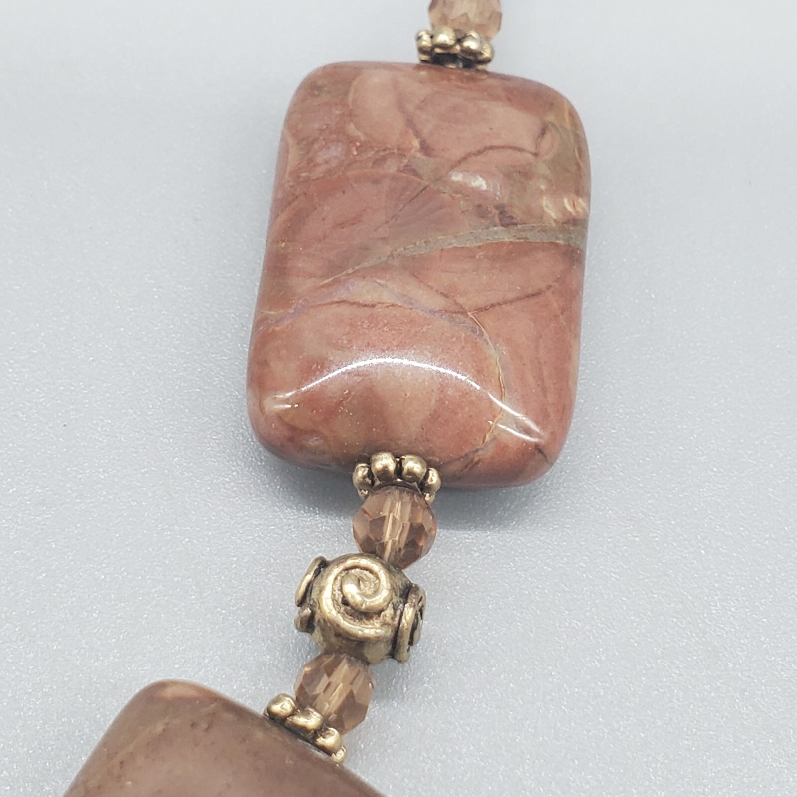 Brown Jasper Necklace Rectangular Bead Toggle Cla… - image 6