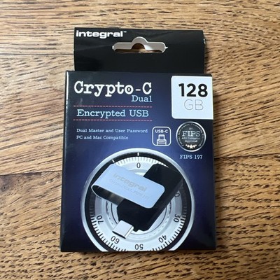 Integral 128GB Crypto-C Dual Encrypted USB Flash Memory Drive, AES-XTS 256-Bit