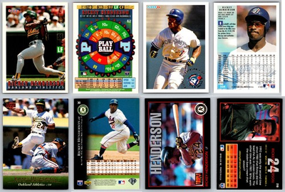 #ad Rickey Henderson 4 Card Lot Oakland A#x27;s Athletics Yankees Blue Jays Padres HOF $4.99