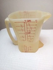 Vintage Wet/Dry Measuring Cup Two-Sided 8oz 1-Cup - Red Lettering.