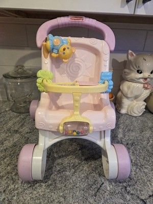 Fisher-Price Brilliant Basics Stroll Along Walker Sturdy Toy Doll Stroller