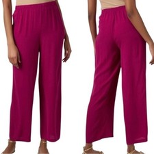 EILEEN FISHER RHAPSODY Silk Georgette Crepe Straight Ankle Pants Fushia SZ 2X