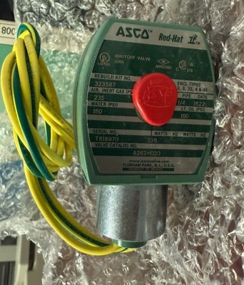 ASCO Redhat 8262H020 24V DC Solenoid Valve 1/4'' NPT 2-Way Normally Closed Brass